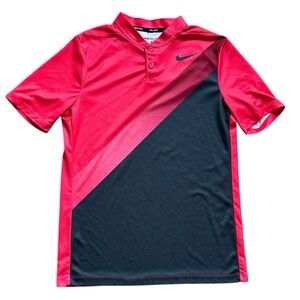 NIKE Dri-Fit Golf red/black collarless polo shirt young men’s XL